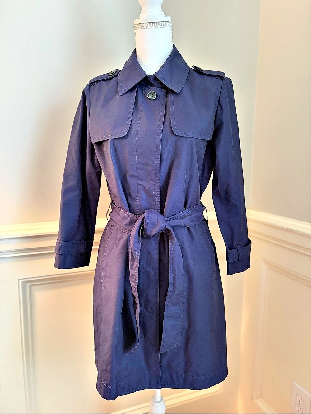 GAP Classic Navy Blue Belted Breasted Trench Coat